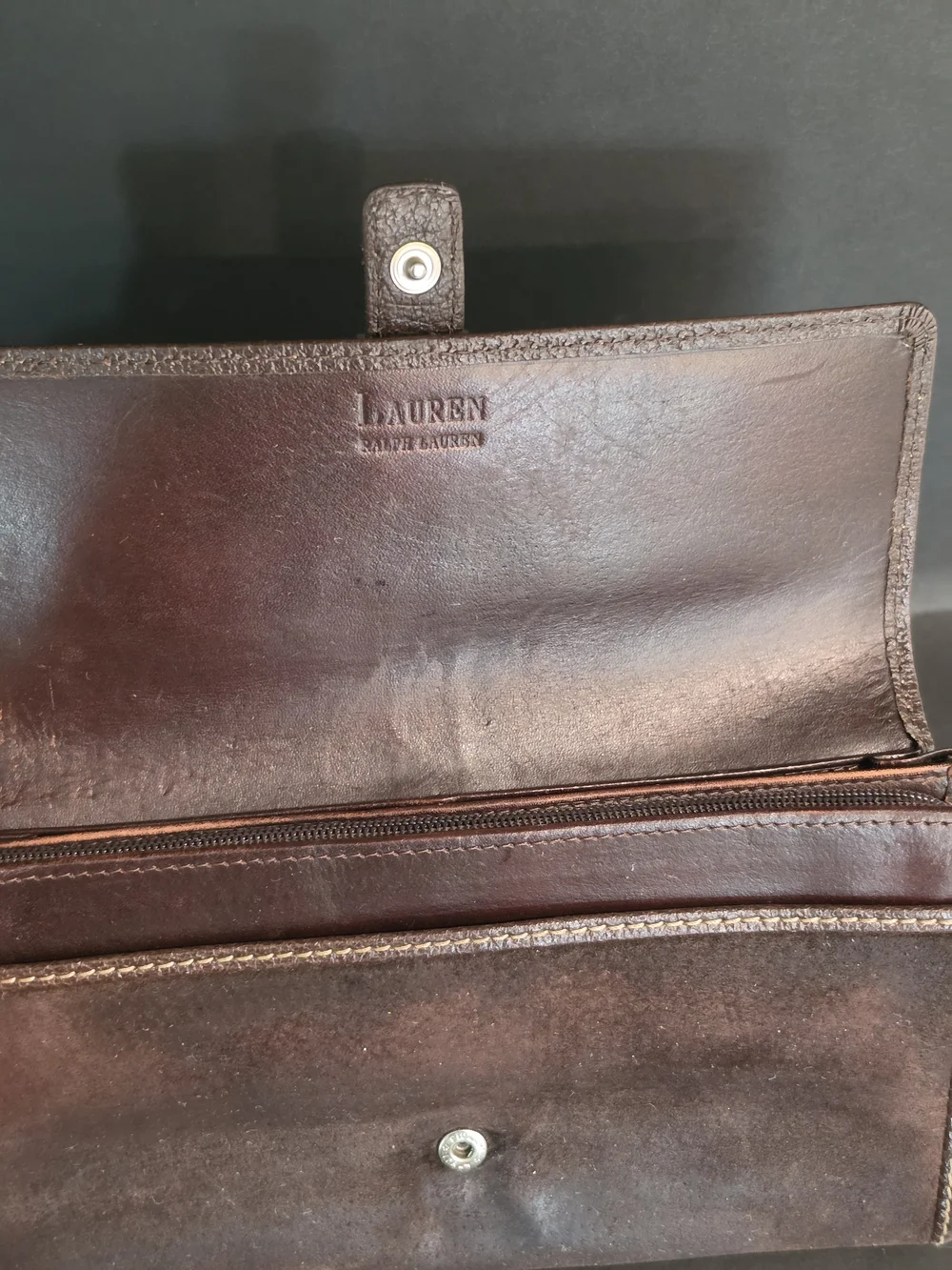Lauren Ralph Lauren Dark Brown Leather Men's Clutch Wallet